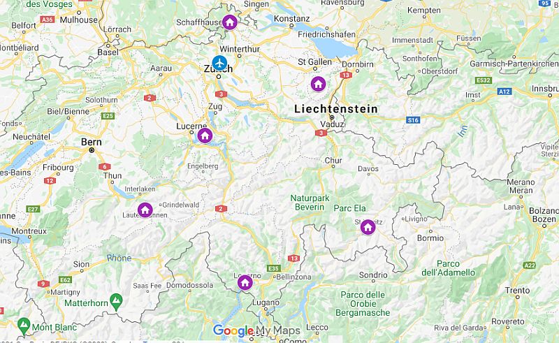 1 month Switzerland Itinerary for repeat travellers map