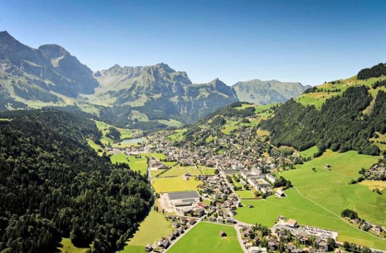 Aerial view of Engelberg in central Switzerland