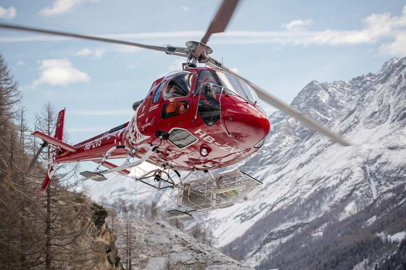 Helicopter flight over the Matterhorn