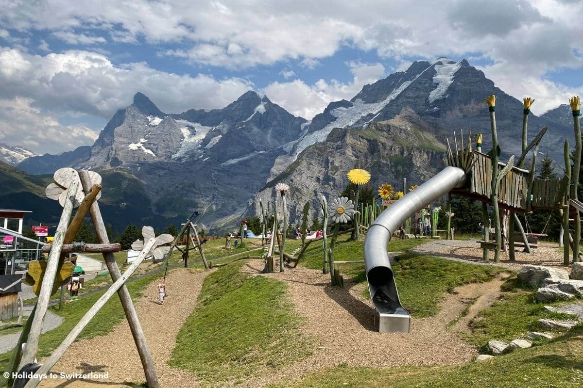 Children's playground at Allmendhubel near Murren in Switzerland