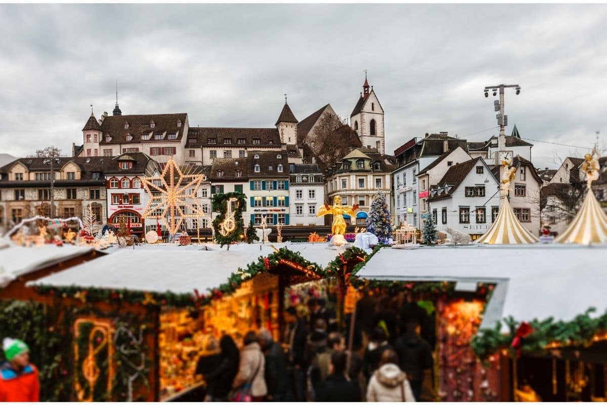 A Christmas market in Basel Switzerland