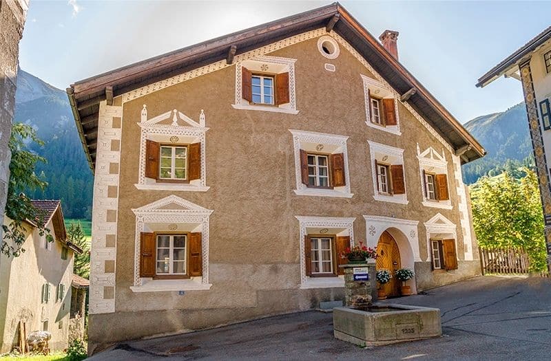 Historic building in Bergün Switzerland