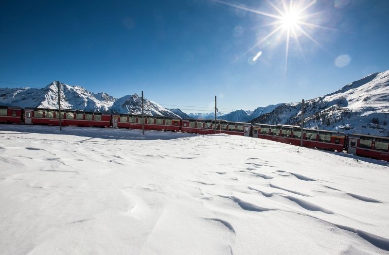 The Bernina Express in winter