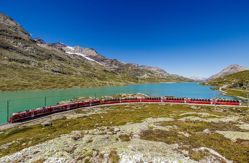 Lake Bianco and the Bernina Express