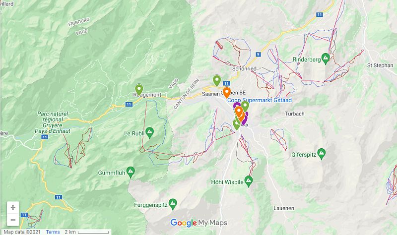 Map of hotels in Gstaad 