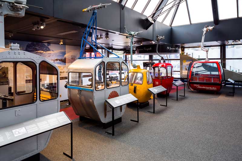 Cable cars on display at the Swiss Transport Museum in Lucerne