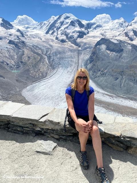 Carolyn in front of Gorner Glacier