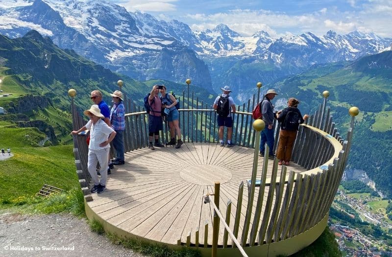 Crown view point at Mannlichen mountain in Switzerland looking towards the Alps