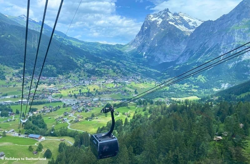 Eiger Express above the Swiss Alpine town of Grindelwald