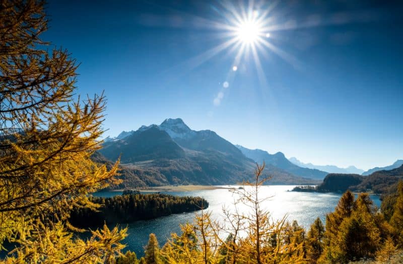 Autumn foliage in Engadine Valley, Switzerland