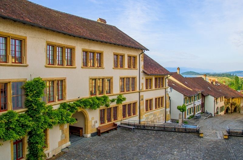 The village of Erlach near Lake Biel in Switzerland