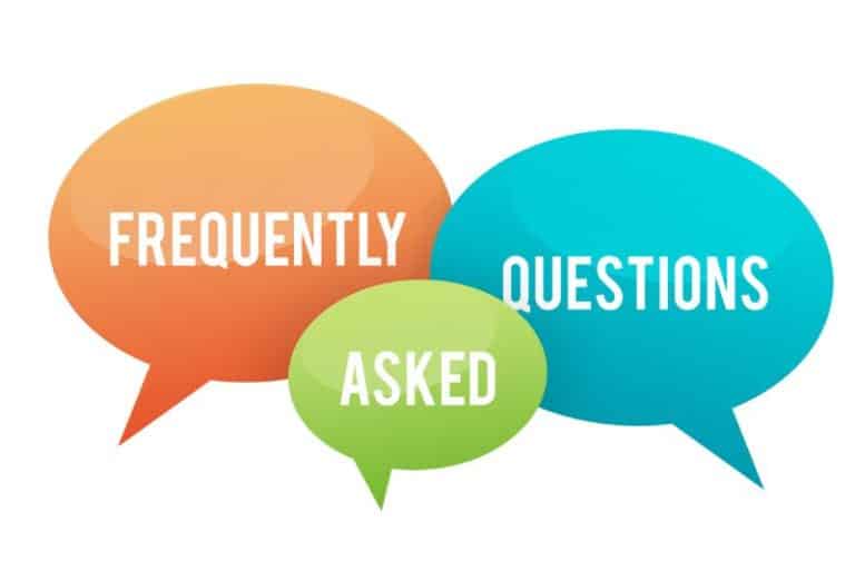 Three speech bubbles containing the words Frequently Asked Questions