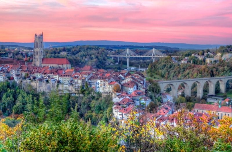 Sunset over Fribourg, Switzerland