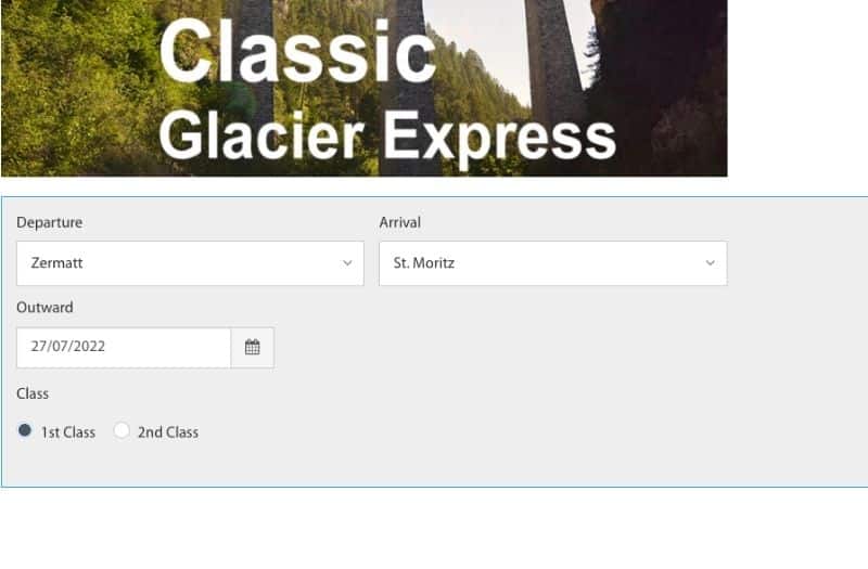 Image showing how to make a booking on the Glacier Express