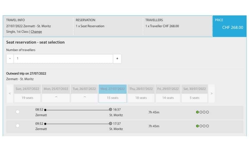 Image showing how to make a booking on the Glacier Express