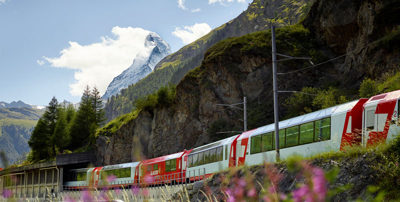 Glacier Express in front of Matterhorn.