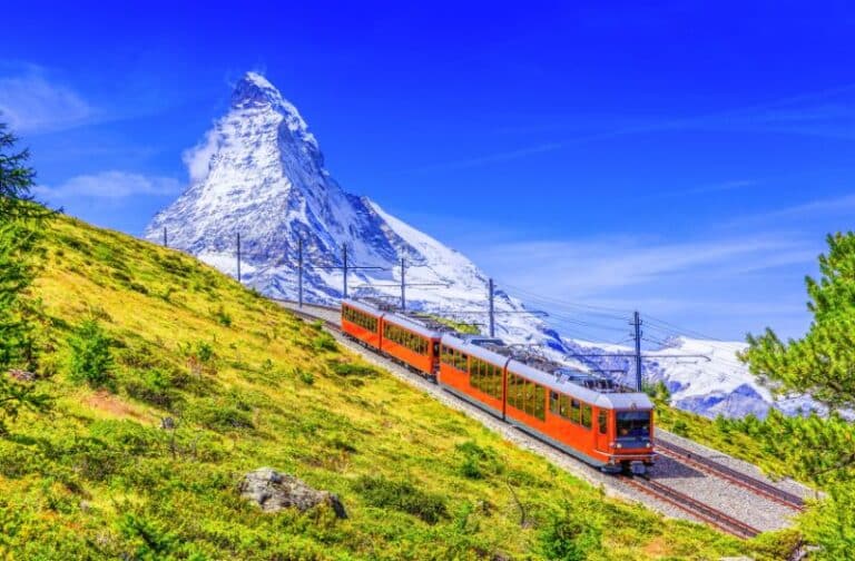 Gornergrat train in front of the Matterhorn