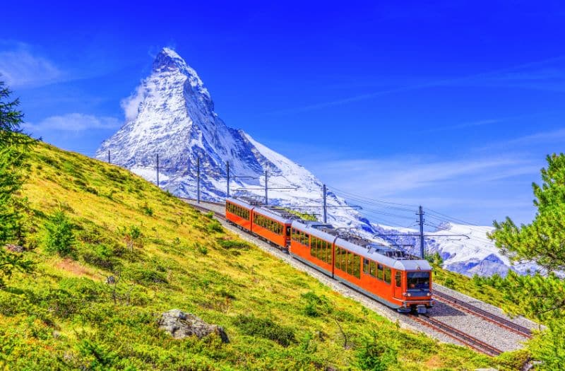 Gornergrat train in front of the Matterhorn