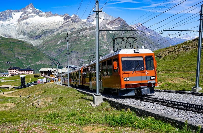 Gornergrat train on the ascent to Gornergrat