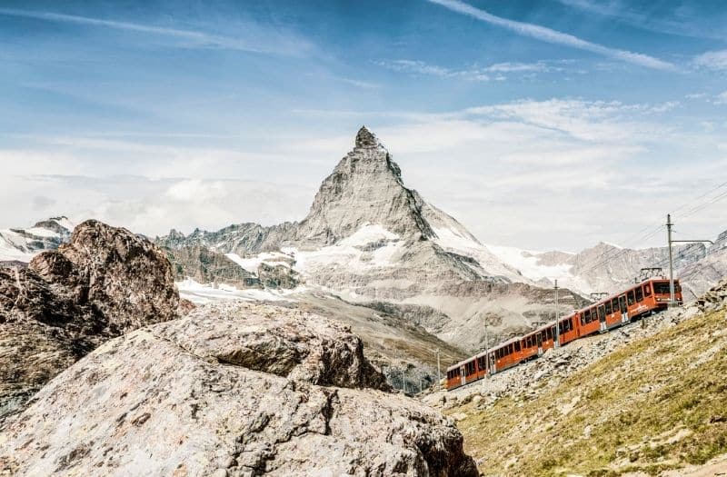 Gornergrat train in front of the Matterhorn