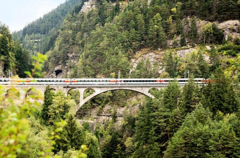 The Gotthard Panorama Express enroute between Flüelen and Lugano.