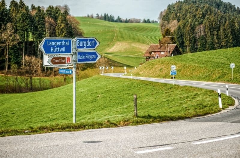 sign post for the Grand Tour of Switzerland