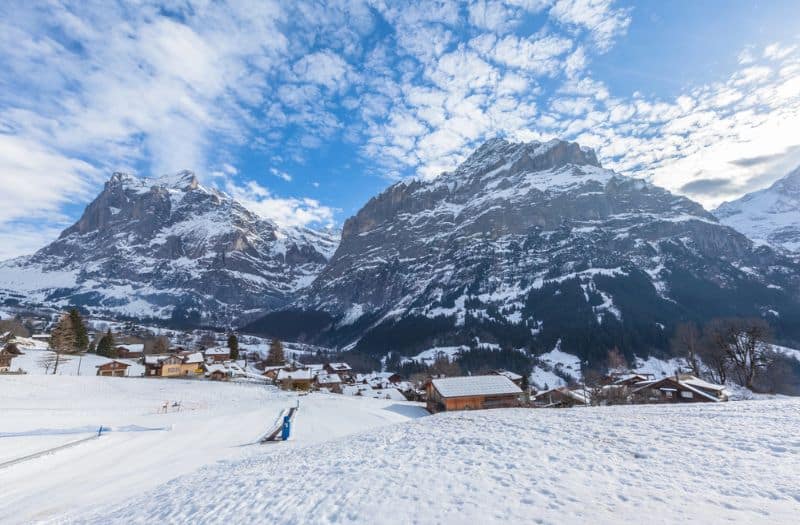 Looking towards the Swiss village of Grindelwald and the Wetterhorn.