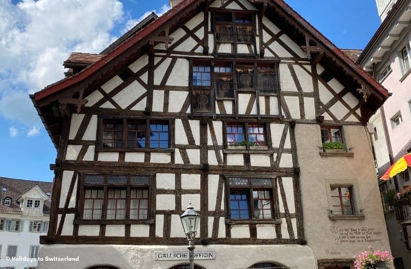 Historic half-timbered building in Lichtensteig, Switzerland