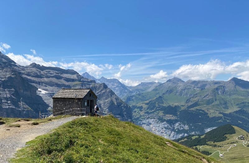 There are numerous hiking trails below Eiger Glacier. This hut is located on the Jungfrau Eiger Trail which leads down to Kleine Scheidegg.