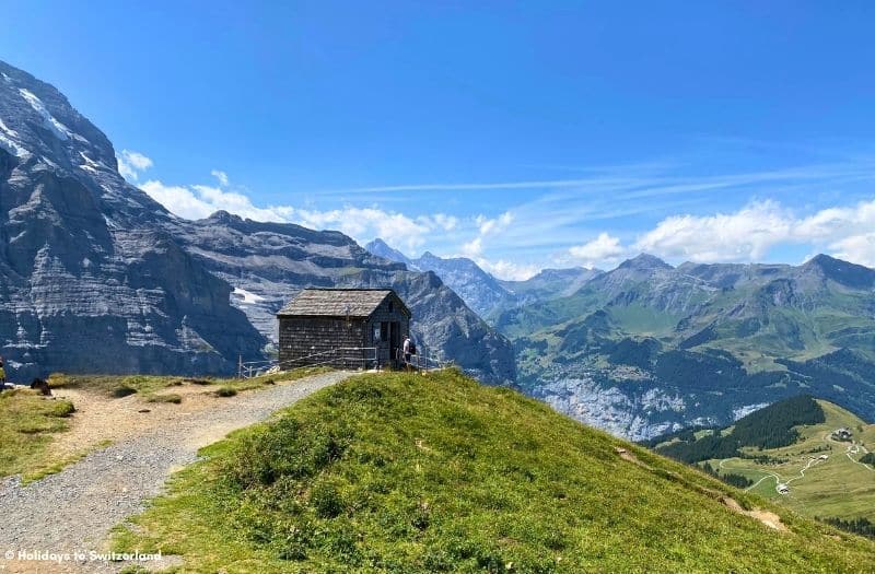 A mountain hut along the Jungfrau Eiger hiking trail.