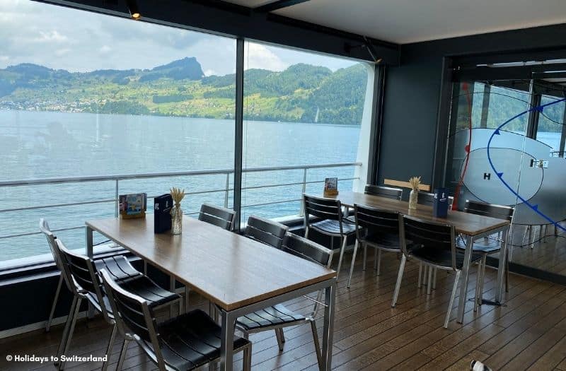 The dining area on one of the Lake Lucerne ships