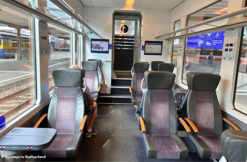 Interior of 1st class carriage on Luzern Interlaken Express