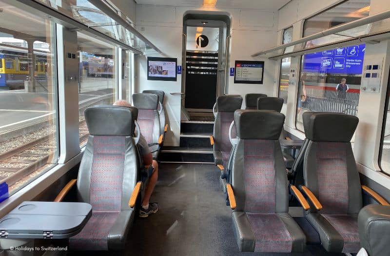 Interior of a 1st class coach on a Swiss train