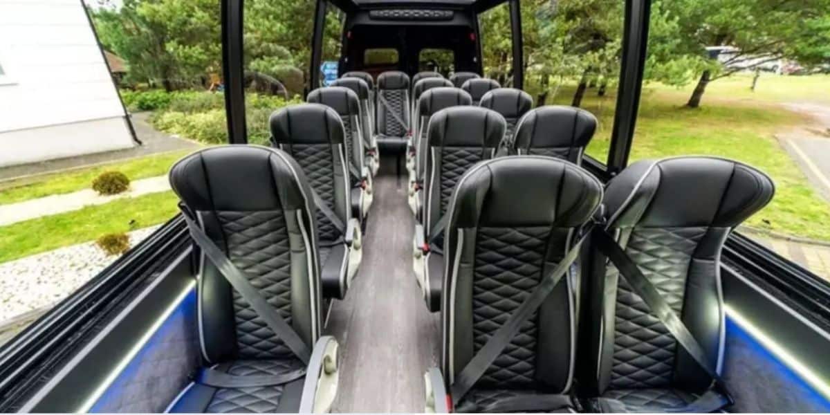 Interior of Mercedes Sprinter cabrio luxury van