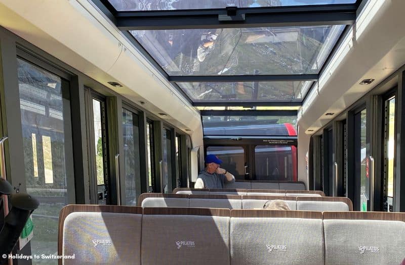 Interior of Mt Pilatus cogwheel train