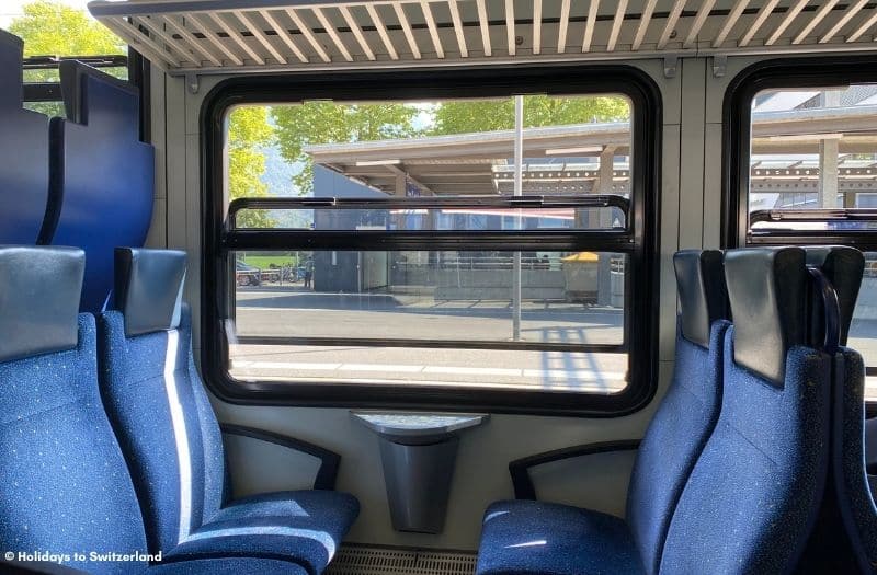 2nd class carriage on the Interlaken to Lauterbrunnen train