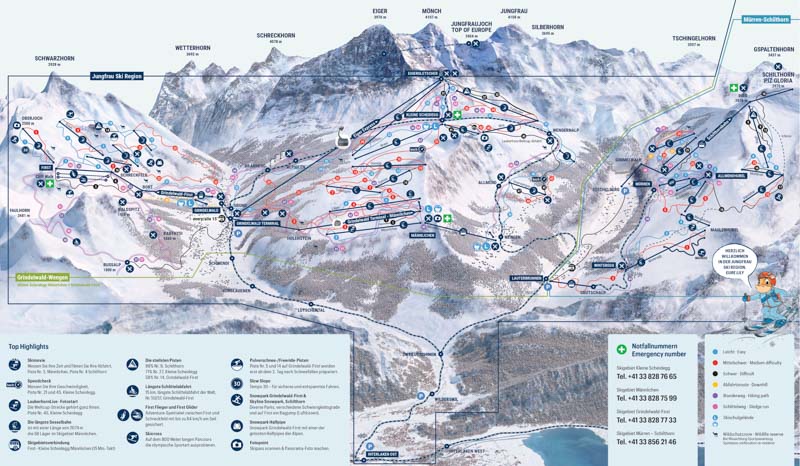 Jungfrau Ski Region Map