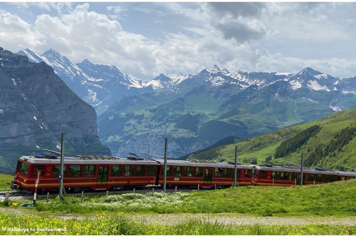 Jungfraubahn with view to the Bernese Alps