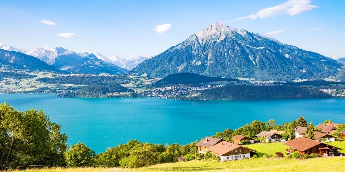 Lake and mountain view in Switzerland