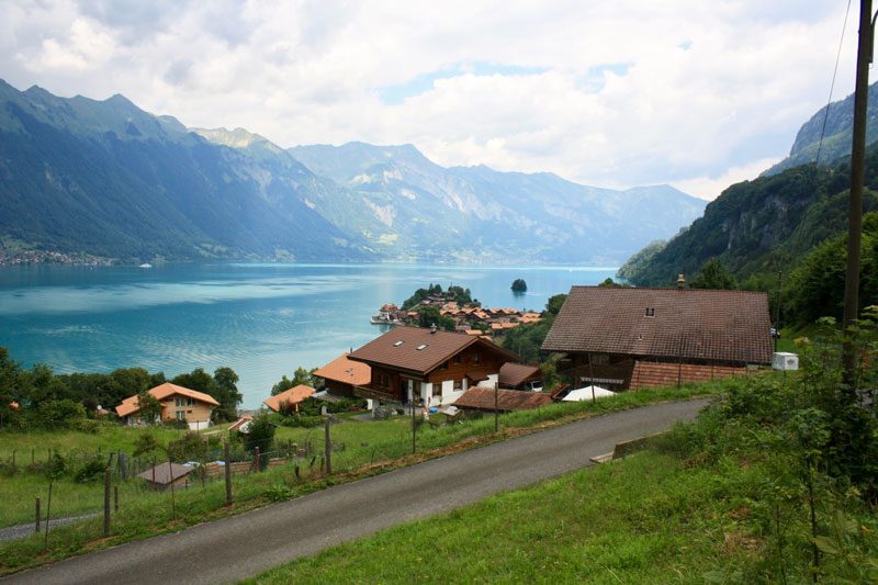 The village of Iseltwald beside Lake Brienz, Switzerland