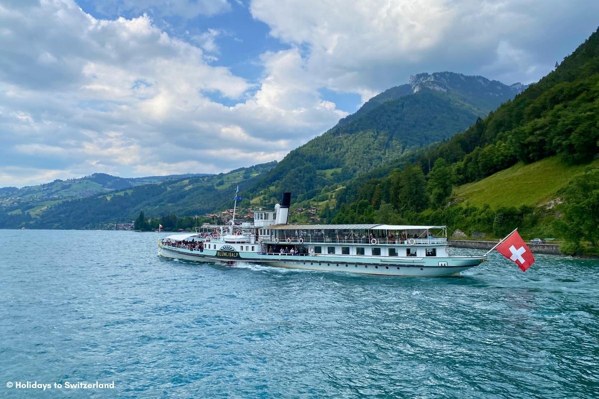 Paddle steamer Blumisalp on Lake Thun Switzerland