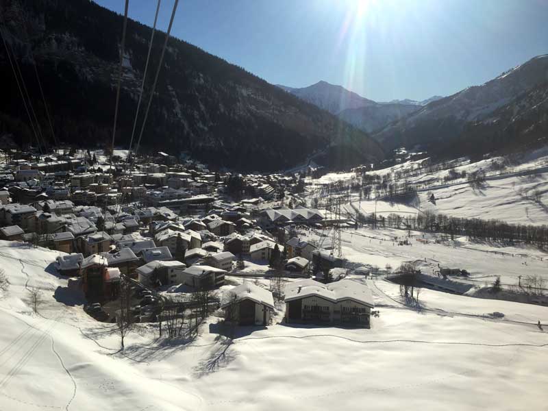 View over Leukerbad, Switzerland in winter