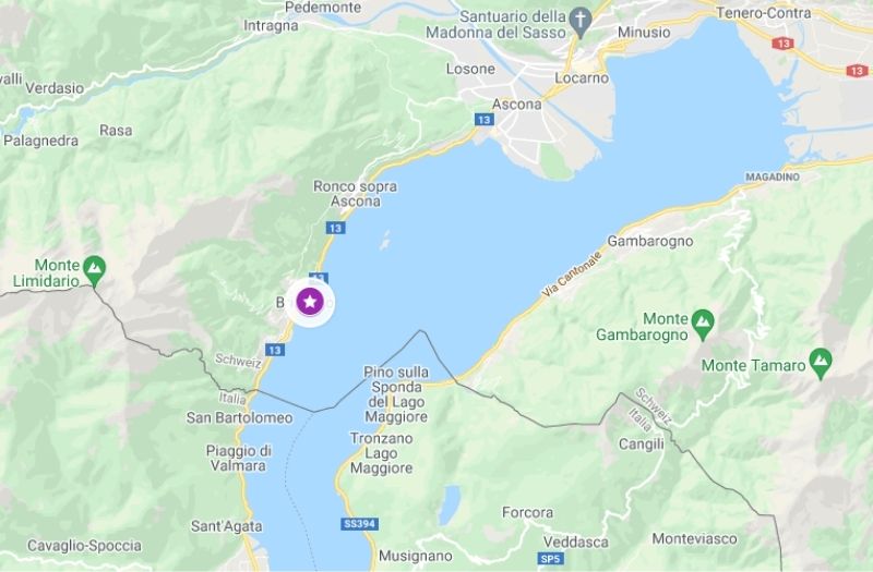 Map showing location of Sunstar Hotel Brissago