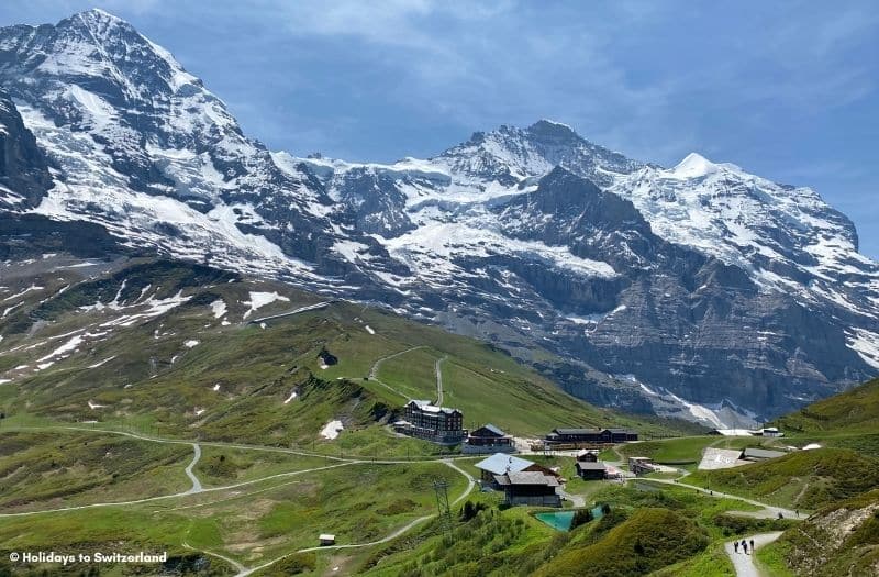 Looking down to Kleine Scheidegg from Panorama Trail