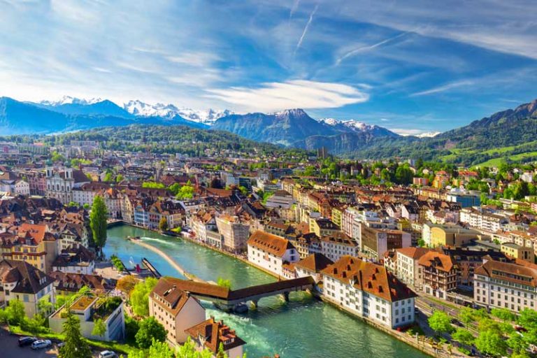 Aerial view of Lucerne Switzerland