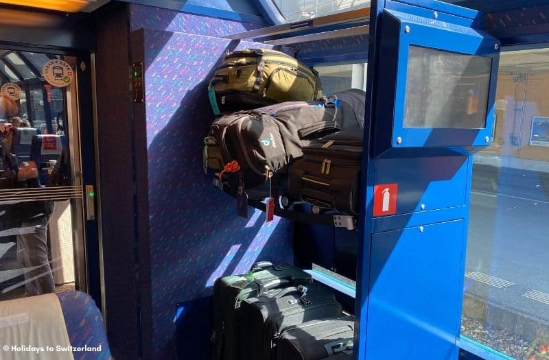 Luggage rack on GoldenPass Panoramic train