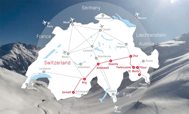 Map of Glacier Express route