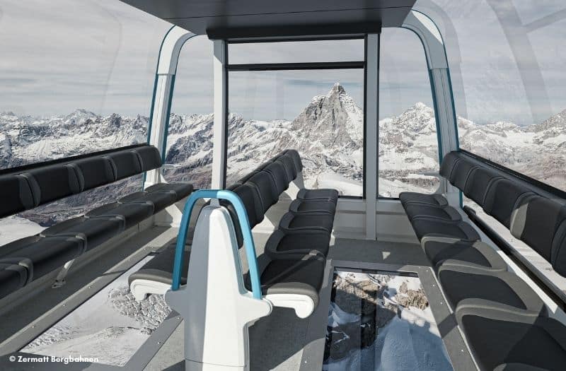 Interior of Matterhorn Glacier Ride II cable car