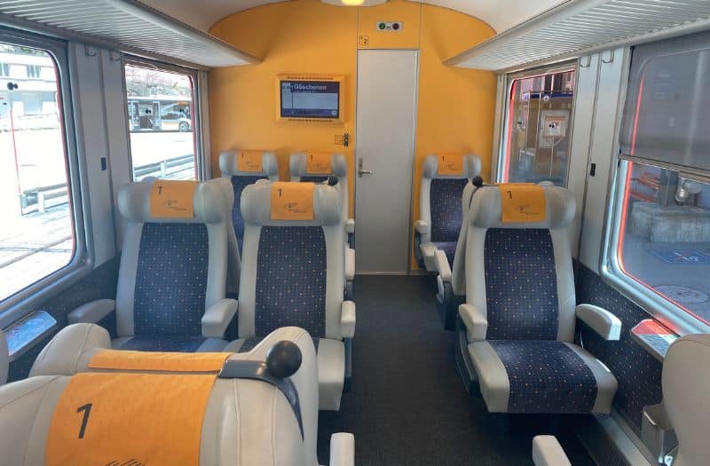 1st class carriage on Matterhorn Gotthard Railways train.