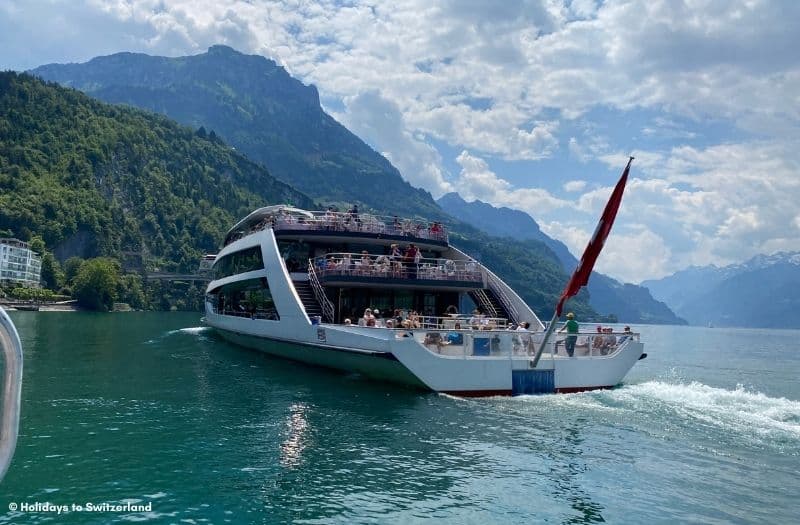 MS Diamant sailing towards Brunnen on Lake Lucerne